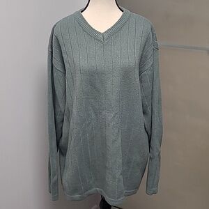 Denver Hayes Size 2XL Blue Grey Longsleeve V-Neck Sweater